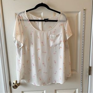 Torrid Flamingo Pocket Blouse with Button Up Back